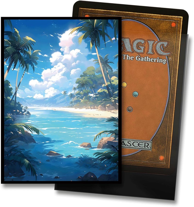 Kiiransr MTG Card Sleeves - Tropical Island(Green Blue) - Fantasy Dual Lands Series - Ultra Clear Front & Matte Finish Back, 100 Count Standard Size TCG Art Sleeves for Magic The Gathering - Image 2